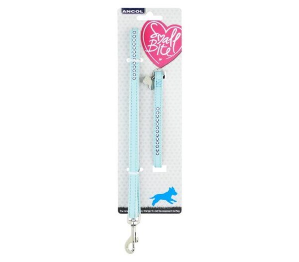 Smlbite Jewel Puppy Collar & Lead Babyblue