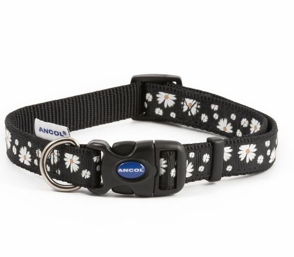Black Daisy Nylon Adj Collar S2-5