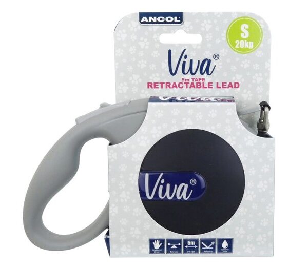 VIVA Retract 5m Tape Lead Sml Black 20kg