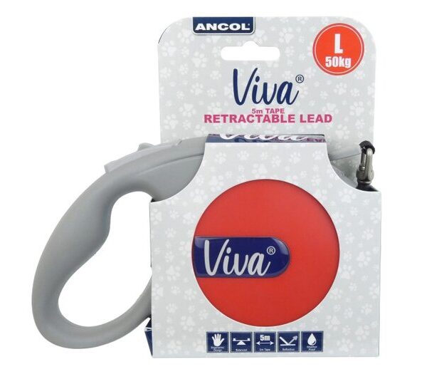 VIVA Retract 5m Tape Lead Lg Red 50kg