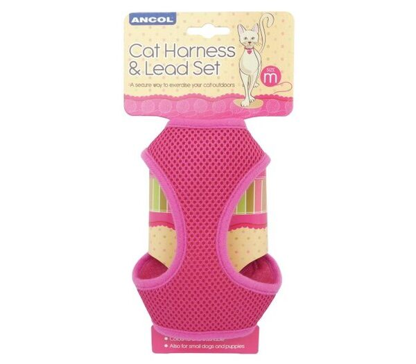 Cat Harness & Lead Set Pink Medium
