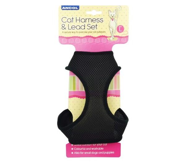 Cat Harness & Lead Set Black Large