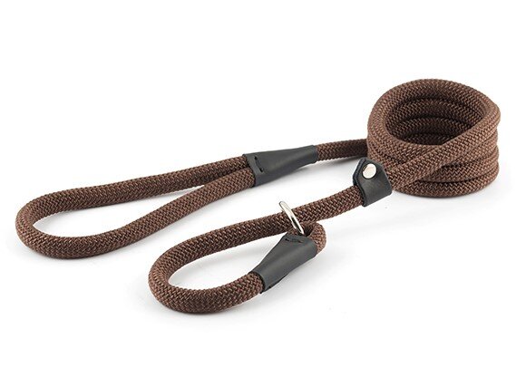 Deluxe NYL Brown Rope Slip Lead12mmx1.5m