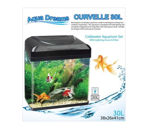 ADS Curvelle C/Water 30lt Black Aquarium