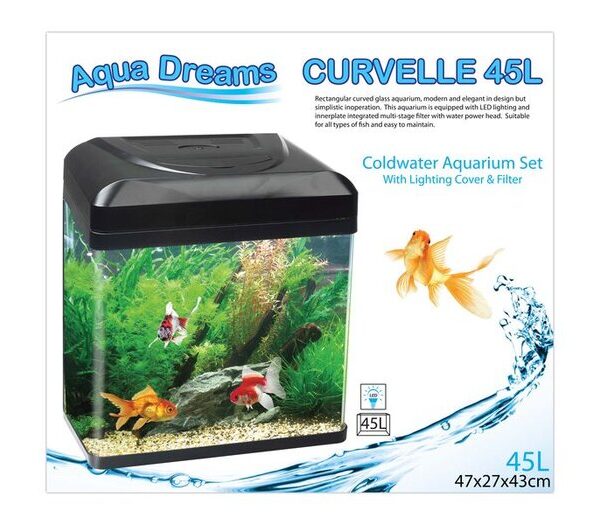 ADS Curvelle C/Water 45lt Black Aquarium