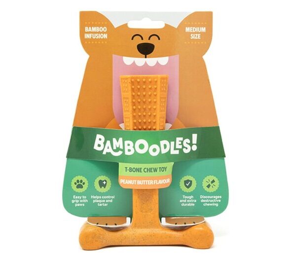 Bamboodles T-Bone Chew Med Pbutter 6"