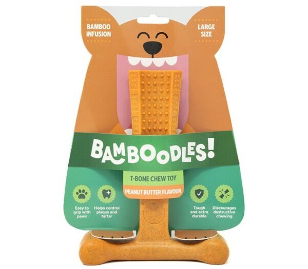 Bamboodles T-Bone Chew Lge Pbutter 7"