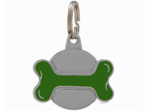 ID Tag Bone Green Large Metal