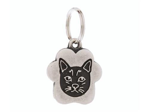 ID Tag Catface Black Sml Metal Aged Efct