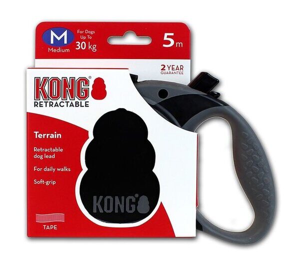 KONG Retract 5m Lead Med Tape Black 30kg