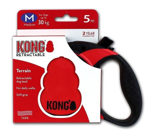 KONG Retract 5m Lead Med Tape Red 30kg