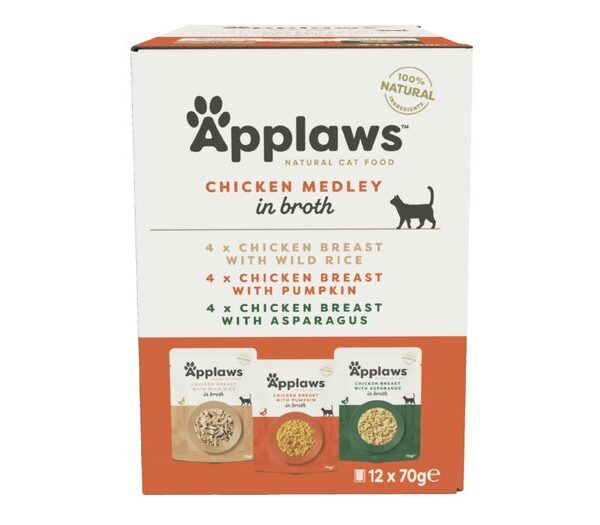 Applaws Pouch M/Pk 12x70g Chic Broth Cat