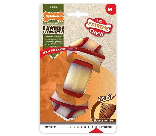 Nylabone Ec Rawhide Knot Bone Beef Med