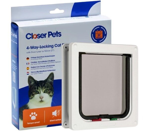 4-Way Locking Cat Flap White