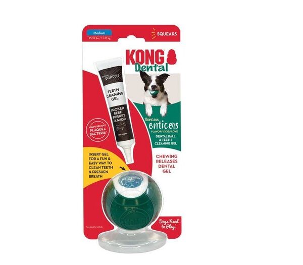 KONG Enticer Dental Ball Kit Med Dogbeef