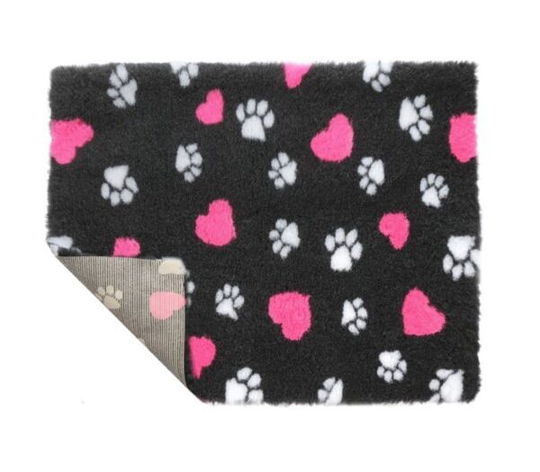 10m Ns Fleece Charcoal, Hearts & Paws